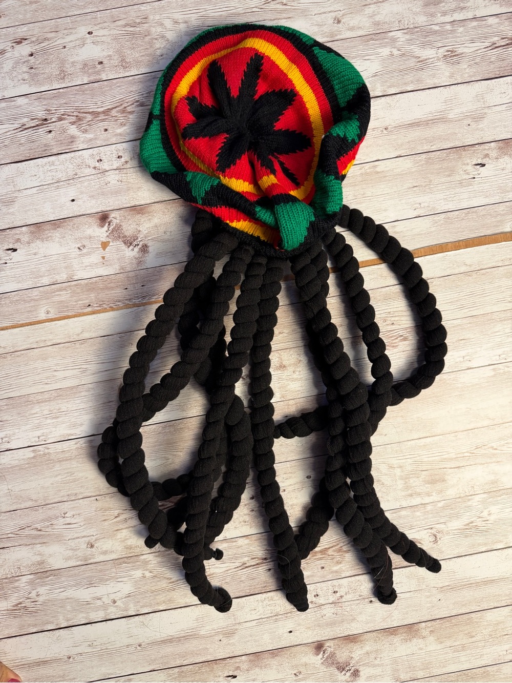 Rasta Dreadlock Beanie Hat with Black Braided Dreads